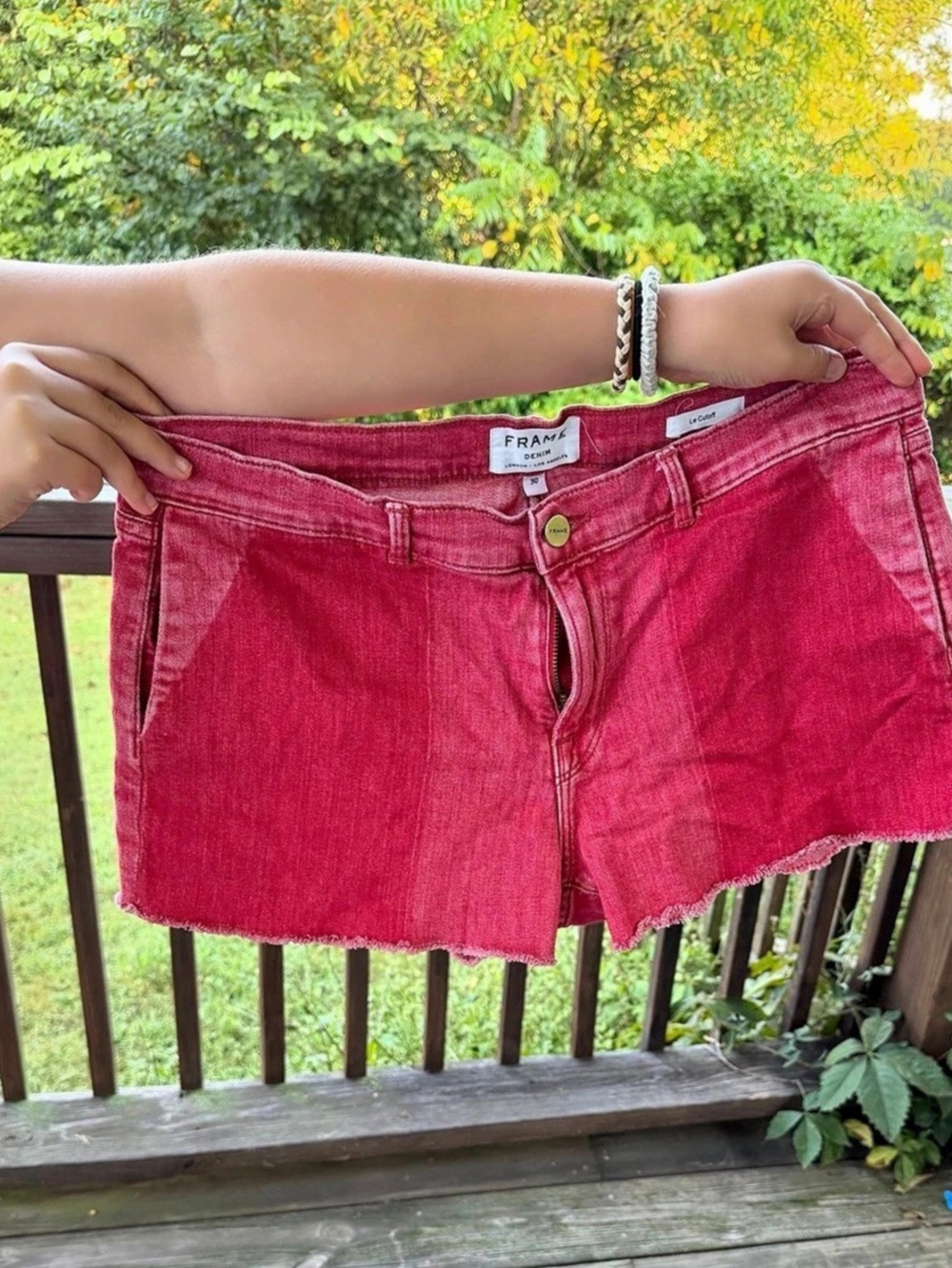 FRAME Denim Shorts Pink Jean Shorts Waist 30